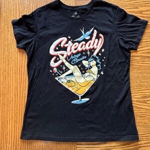Steady Vintage Classics Pin Up Martini Graphic Black Tee  Size 3XL** (Medium)